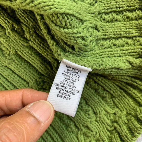 Vintage Style & Co Cardigan Sweater Womens Large Cable Knit Peasant Green NEW - Picture 9 of 12